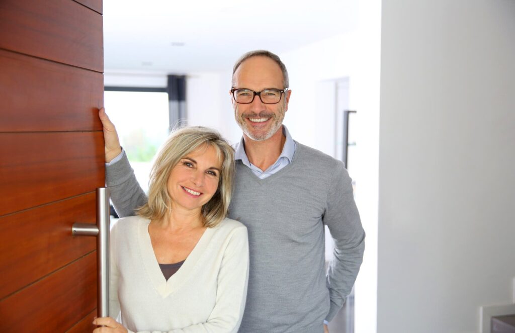 Man and woman smiling