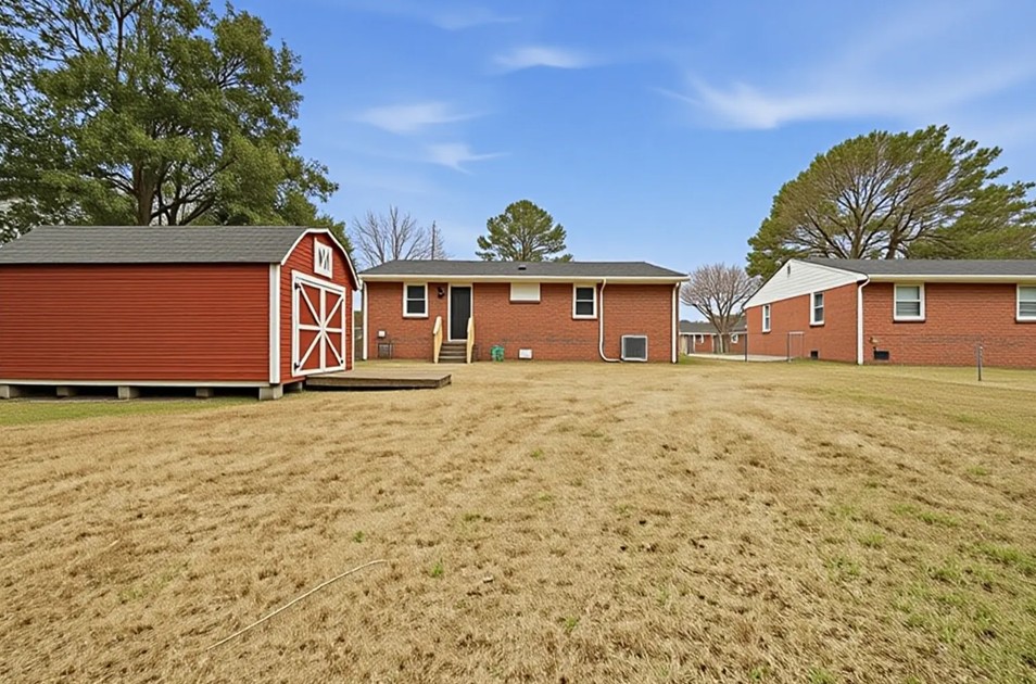 The back of a brick home in suffolk